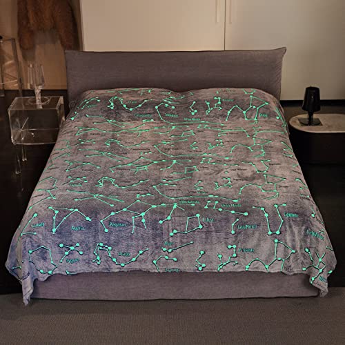 Kanguru 1164 Manta para Cama Doble Que Brilla en la Oscuridad, poliéster, Turquesa, Talla única