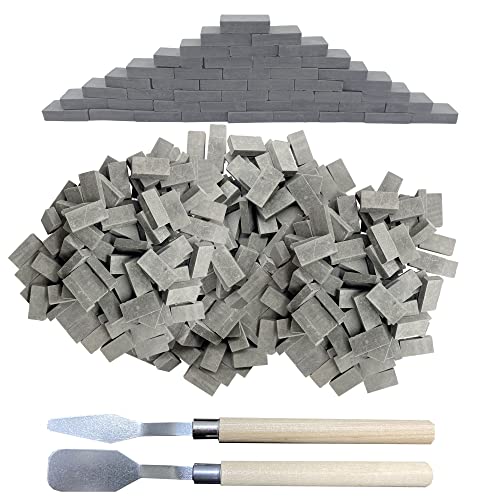 Woohome Mini Escala Ladrillo 500 Pz Miniatura Ladrillo 1:16 Ladrillo Miniatura Ladrillos de Pared Modelo de Ladrillos en Miniatura para Decoración de Jardín de Cocina de Paisaje DIY, Gris