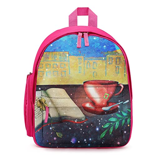 Mochila Infantil Sencilla Bolsas Escolares Pequeñas Bolsa Escuela Estampada para Jardín de Infancia Primaria Pintura a la Acuarela Ocio