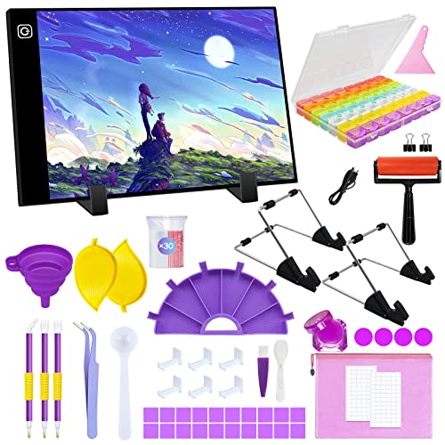 TAVADA A3 LED Caja de Luz Portátil,Mesa de Luz Dibujo A3 Kit,Luz Ultradelgada Regulable, brillo ajustable, placas de luz con soporte,con 3 Mode Brillo Ajustable Ideal