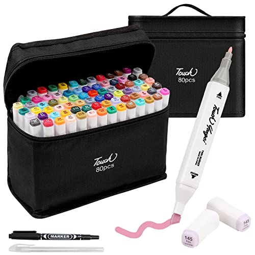 Czemo Rotulador de 80 Colores Marker Pen Dual Tips Arte del Bosquejo Gemelas Rotuladores Set Rotuladores de Marcadores Manga Graffiti para Principiantes Niños Adulto(Blanco) (80)
