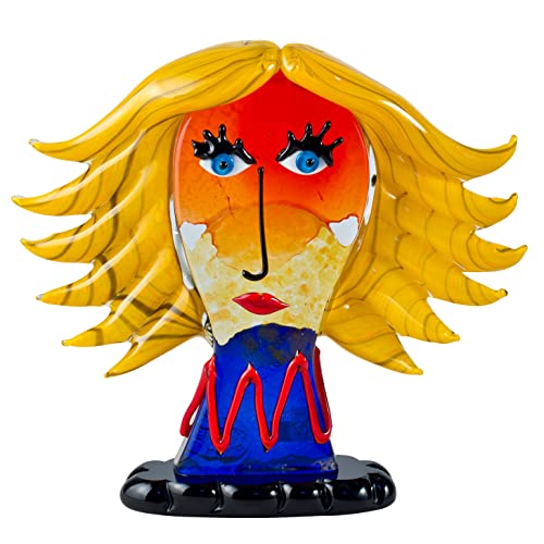 Escultura de cristal de Murano, escultura inspirada en Picasso, estatua de cabeza femenina, escultura multicolor, estatua hecha a mano, 100% marca registrada de origen garantizada, YourMurano, Gloria