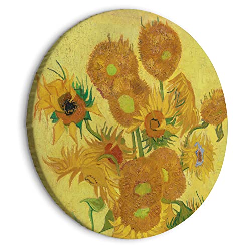 murando Cuadro Redondo en Lienzo Vincent van Gogh 60x60 cm Impresión de 1 parte Material Impresión Artística Imagen Gráfica Decoracion de Pared Girasoles Naturaleza Botánica Abstracto l-G-10022-bc-a