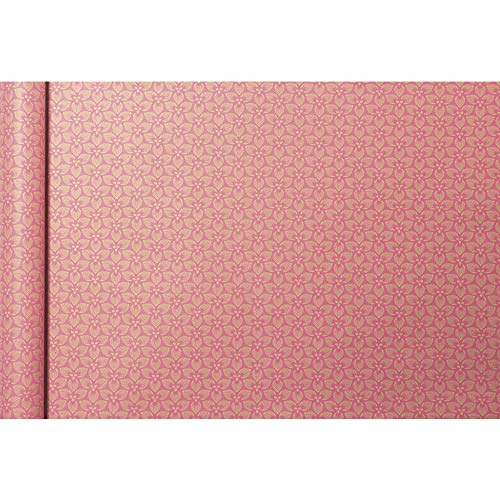 Clairefontaine, 223828C, Papel de regalo, Tiny rolls, Kraft crudo, 100% reciclado, 5m x 35cm (ancho pequeño especial), 70gr, Flores rosas