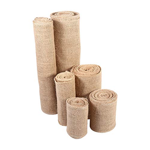 Hffheer Cinta de arpillera de Yute Natural, Rollo de Cinta de Tela de Yute Natural rústico, Camino de Mesa Vintage para decoración de Mesa de Boda, Envolver Regalos