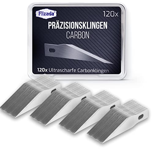 Filzada® 120x cuchillas de bisturí - cuchillas de bisturi manualidades/cuchillas de cuter de precision manualidades - Hoja extra afilada incluida en una caja de almacenamiento