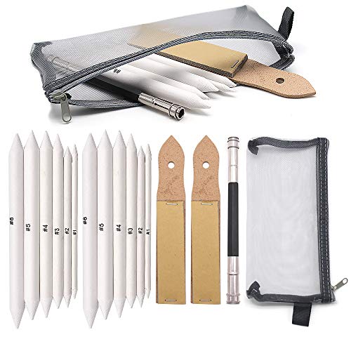 Juego de 16 piezas de difuminadores de papel para dibujo artístico, bricolaje, papel de lija, bloques, herramienta de extensión de lápiz