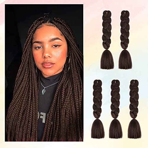 5 Piezas Extensiones de Pelo Trenzado, BARSDAR Trenzas Africanas Extensiones Natural Jumbo Pelo Sintetico Para Trenzas, 24