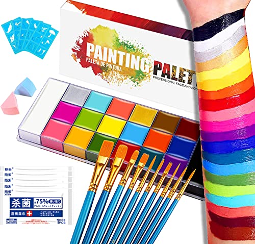 Pintura Corporal Pintura de Cara,20colores Pintura facial y corporal Seguridad No Tóxica,Pintura al óleo profesional Flash Tattoo Maquillaje Paleta Pintura Arte Fiesta de Halloween Paleta de belleza