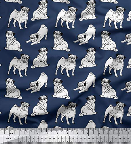 Soimoi 115 gsm Perro del Bar de Impresion 58 Pulgadas de Ancho Rayon Viscosa Arte de la Tela de Material por Metros - Griso¡CEO Oscuro Azul