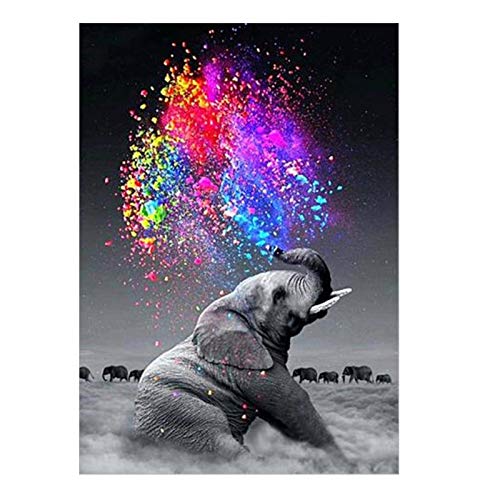 DALIAN 40 x 30 cm pintura de diamantes, pintura de diamante 5D completo diamantes de imitación punto de cruz DIY pintura de diamante decoración del hogar, pintura de elefante