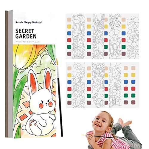 Libro para colorear agua mágica, Divertido libro para colorear de acuarela para niños, Libro de acuarela portátil para mejorar la creatividad de los niños, Graffiti DIY, marcapáginas mágico Fowybe