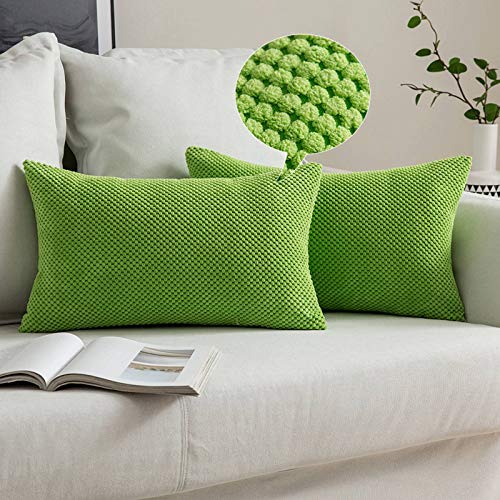 MIULEE Fundas Cojines para Cama Funda de Almohada de Pana Cojin de Sofa Color Solido Poliéster Decoracion para Habitacion Dormitorio Oficina Silla Salon Comedor 2 Pieza 30x50cm Manzana Verde