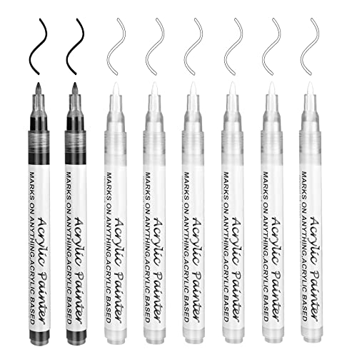 sunis-official Blanco y Negro Acrílico Pintura rotulador,0.7mm Rotuladores de pintura acrílica para marcar permanentemente la taza de cerámica y vidrio