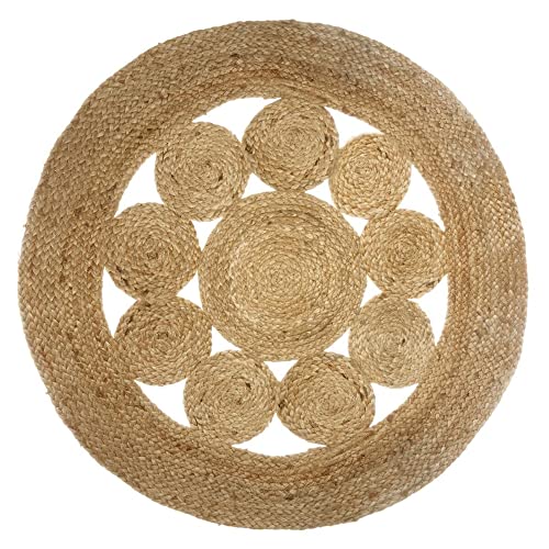 ATMOSPHERA CREATEUR D'INTERIEUR Alfombra calada de yute, blanco