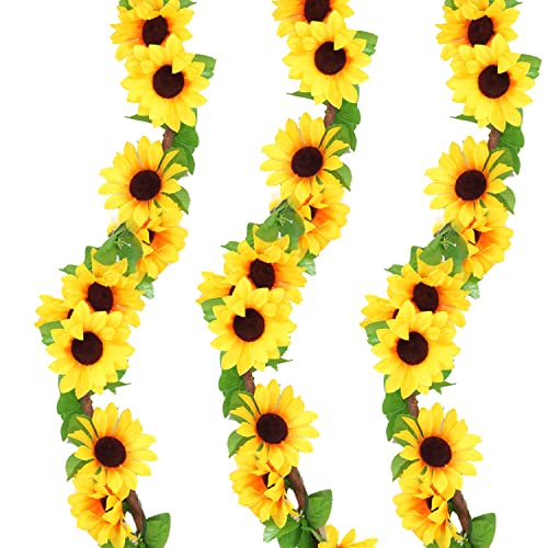 ZIOYA 3 Piezas Girasoles Artificiales 236cm Planta Artificial Colgante Guirnalda Girasol Guirnalda Flores Artificiales Decoracion para Boda Decoración de balcón de Fiesta de Jardín
