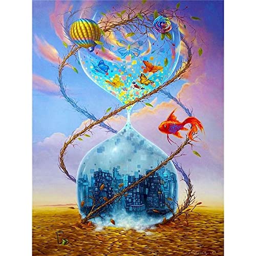 Cuadro Al Óleo Por Números Reloj De Arena Pintura Pintada A Mano Por Números Para Adultos En Lienzo Paisaje Arte De Pared, Sin Marco, 50X70Cm Pintura Digital Para Adultos Principiante Pintura Al Óle