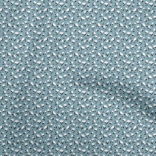 oneOone Cambric Algodn Azul Gris¡ceo Tela Floral Nave Proyectos De La Tela Decoracin Impresa Por El Medidor 42 Pulgada De Ancho