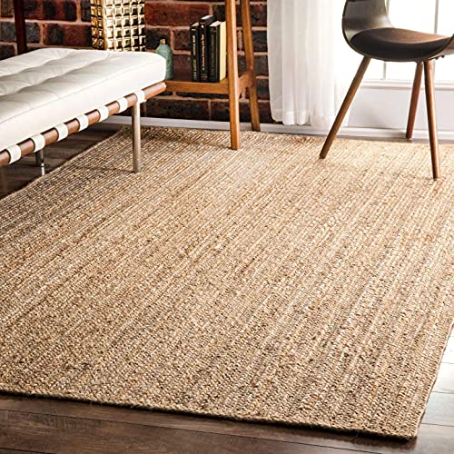 Alfombra cuadrada de yute natural hecha a mano trenzada a mano, alfombra rústica india para decoración del hogar (300 x 300 cm (10 pies cuadrados), beige)