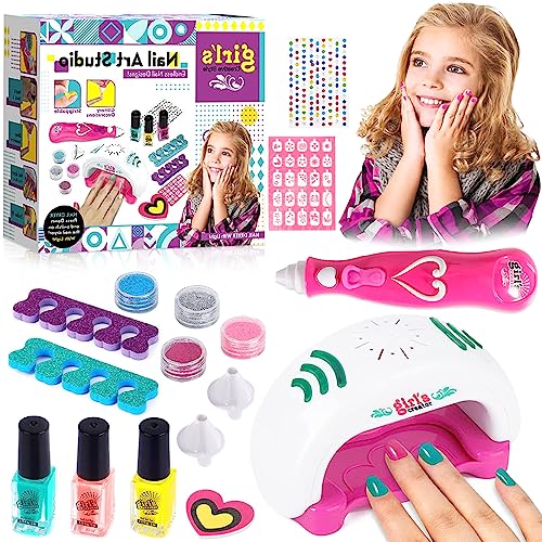 Kit Pintauñas para Niñas，Regalo Niña 6 7 8 9 10 Años - Esmalte de Uñas Soluble en Agua - Seguro y no Irritante - Conjunto Creativo de Arte de Uñas para Niños - 16PCS