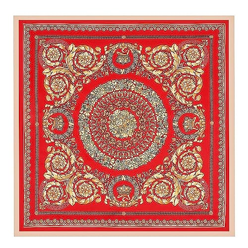 Yurosiay Pañuelo de seda para mujer, 90 x 90 cm, estilo barroco, bufanda de satén para mujer, cuadrada, bufanda de seda sintética, elegante, de satén, pañuelo para el cuello, pañuelo para el cuello