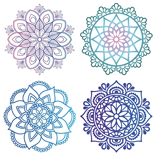 GORGECRAFT 4 Estilos 6.3 Pulgadas Mandala Ventana Calcomanías Estática Flor de la Vida Vidrio Puerta Corredera Pegatina Se Aferra Película de Vinilo Impermeable Primavera Dormitorio Baño