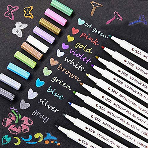 Lypumso Rotuladores Metálicos, Rotuladores, 10 Colores, Se Utiliza para álbumes de Fotos de Bricolaje, Fabricación de Tarjetas, Pintura de Vasos de Cerámica de Vidrio, Graffiti para Niños