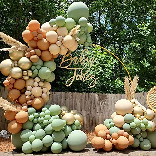 Kit De Arco De Globos Verde Salvia, 137 Guirnaldas De Globos Verde Oliva, Nude y Marrón, Arco De Globos Neutro Para Cumpleaños De Niños, Salvaje, Suministros De Fiesta De Bosque De Selva Decoración