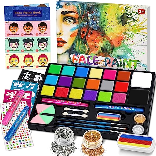 Subtail Pinturas Cara para Niños - 20 Colores Pintacaras Infantil HipoalergéNico - Plantillas Pintura Cara Niños - Pinta Caras para Niños - Maquillaje para NiñAs Fiesta Carnaval de Maquillaje