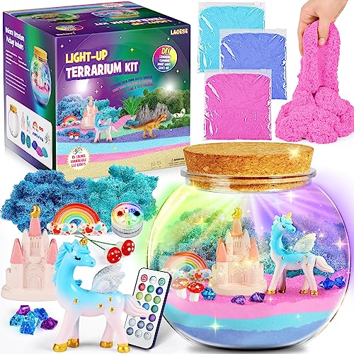Regalos de unicornio para niñas - Kit de terrario de unicornio para niños - Regalo de cumpleaños para niñas 4 5 6 7 8-12 años - Juguetes de unicornio para niñas - Kit de arte y manualidades para niños